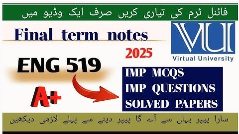 ENG519 Final Term Preparation short Notes 2025 | Imp Obj&Subj | repeated Questions |rslearningzone