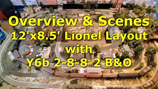 12'x8'6" Lionel Layout Overview feat. 2-8-8-2 Y6b MTH PS3 steam with Alco RS3 Lionchief