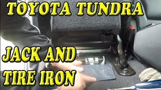 How to find the jack and tire iron on a toyota tundra.