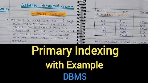 Primary Indexing with Example in DBMS | Indexing in Database in Hindi | DBMS