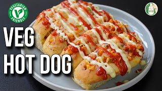 Veg HOT DOG recipe  Desi style Vegetarian hot dog without Onion Garlic आसान वेज हॉट डॉग रेसिपी