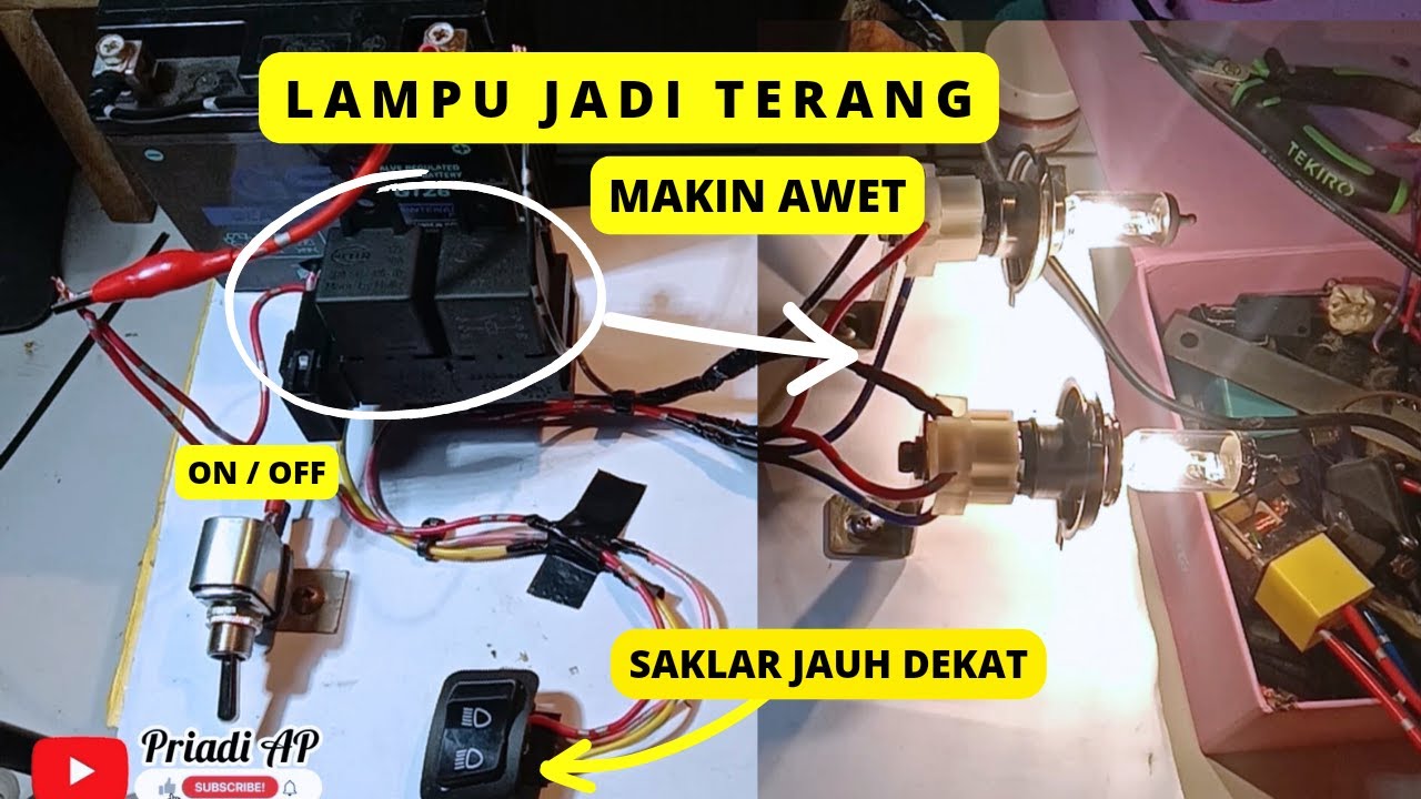 Nyala Terang Bersamaan CARA PASANG LAMPU JAUH DEKAT | Pakai 2 Relay 4 kaki