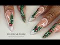 Watch Me Work : Holiday Freestyle Beginner Friendly with a twist : How to shape Almond nails