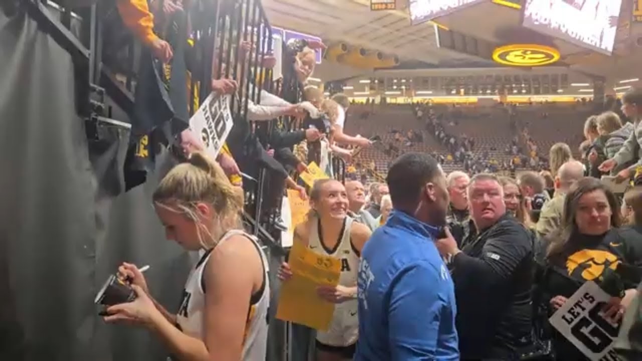Iowa Hawkeyes Defeat Illinois, Celebration, Huddle, Autographs