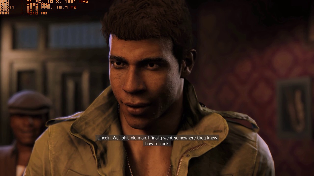 Mafia III Ryzen 7 1700 + GTX 1070 2560 x 1440 Frame Rate Test