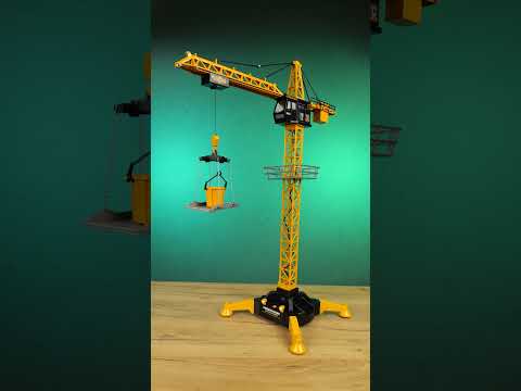 Дитячий іграшковий великий підйомний кран на пульті керування для дітей з підсвіткою та звуковими ефектами Висота крана 82 см, видео 1