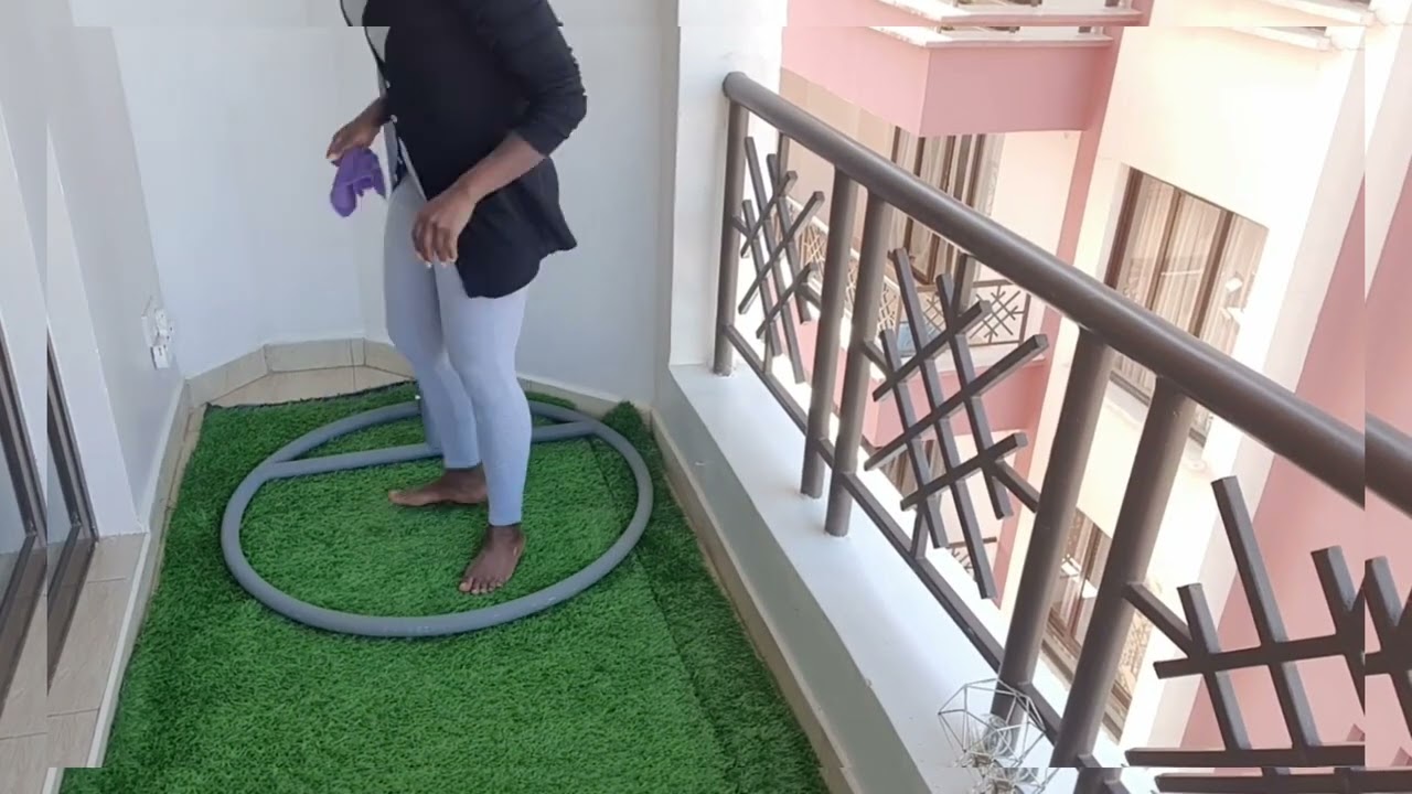 Balcony  dusting ,cleaning and makeover/faux grass placement