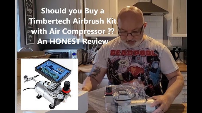 Opening and Unboxing Review Timbertech Airbrush Kit ABPST05 Dual Action  Airbrush and Compressor 