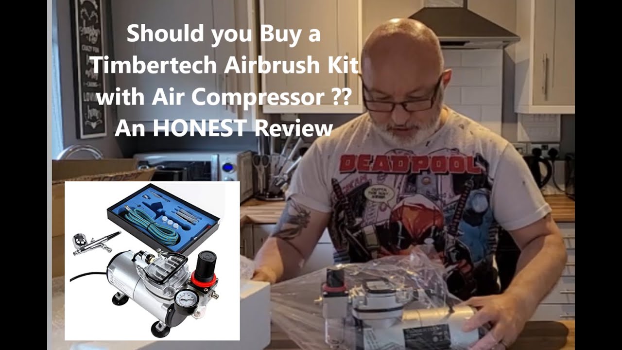 TimberTech Airbrush Kit with Compressor AS-186K with Airbrush Gun, Air Hose, Cleaning Brush & Paints for Hobby, Graphic and So on