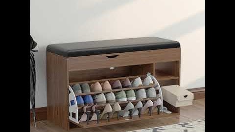 Entryway Tipping Bucket Wooden Shoe Storage Bench