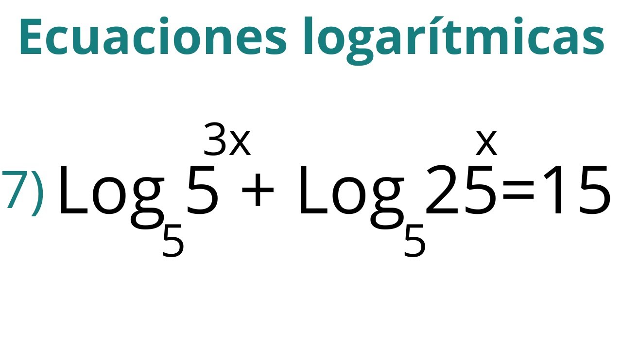 Ecuaciones logarítmicas, ejemplo 7 explicado paso a paso. - YouTube