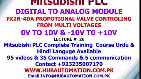 MITSUBISHI FX2N-4DA DIGITAL TO ANALOG MODULE 0V TO 10V CONTROLLING PROPORTIONAL CARD URDU  LEC 26