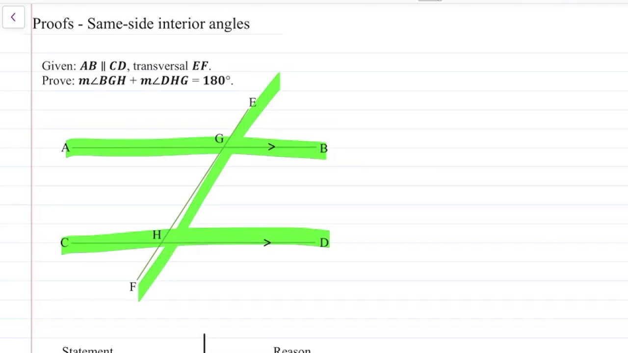 Proofs Same Side Interior Angles