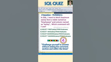 SQL Quiz 75 || #sql #mysql #interview #mcq #shorts #viralvideo #reels #databasequiz @SekharAcademy1