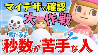 【あつ森】完璧な雪だるま作りマイデザで確認大作戦！秒数で作るのが苦手な方向け【あつまれどうぶつの森】～ゲーム実況～