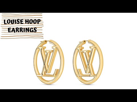 LOUIS VUITTON Louise Hoop Embossed LV Circle Earrings Gold