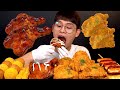 ASMR 🍁버터갈릭치킨 자메이카통다리구이 뿌링치즈스틱 치즈볼 소떡소떡 먹방~!! Sweet Chicken Big Chicken Legs Cheese Ball MuKBang~!!