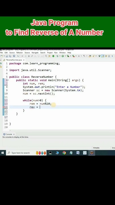 Java Program to Find A Reverse of A Number - YouTube