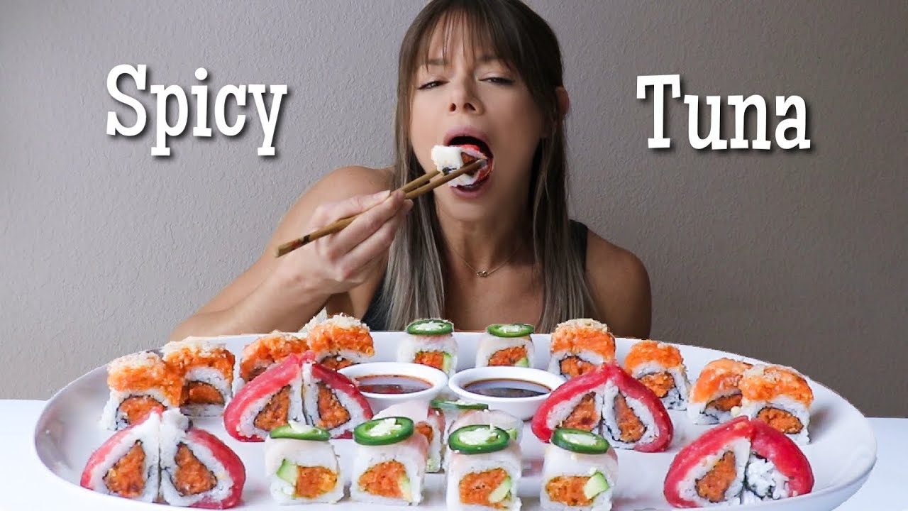 Пряные суши-роллы с тунцом МУКБАНГ!