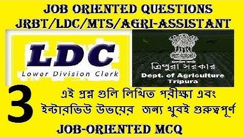 Job Oriented questions||Part-3||JRBT,LDC,MTS,Agri Assistant,Junior operator
