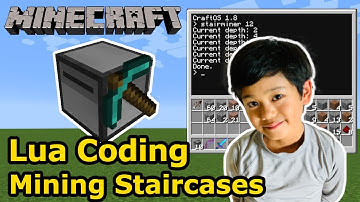 Minecraft Coding (10) Staircase Miner Down to Ores/AFK Ore Farm with Lua Programming!