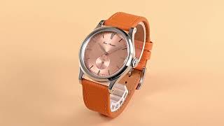 San Martin Mens Dress Watch 38mm Sunray Salmon Dial Ronda 715/600