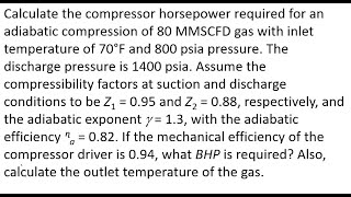 How to Calculate Compressor Horsepower & Outlet Temperature | Adiabatic Compression Tutorial