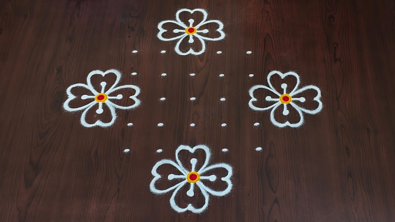 9×1dots easy rangoli|daily muggulu|thipkyanchi,festival rangoli|traditional rangoli#Rang kaa Rangoli