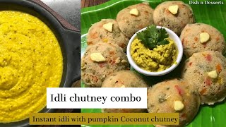 Wheat Vegetable Idli with Pumpkin Chutney _ Healthy South Indian Combo _ No Fermenting Instant Idli
