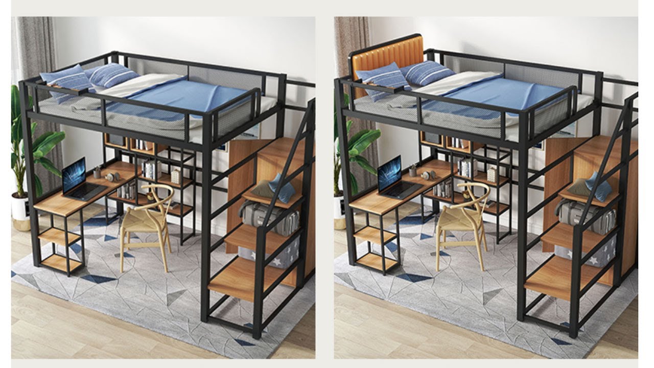 Cheap loft bed, iron loft bed frame Giường gác xép giá rẻ YouTube