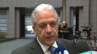 Doorstep by Commissionner Avramopoulos at the JHA Council, Brussels 9/12/16