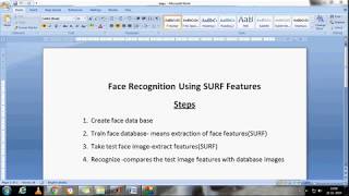 Face recognition in live image, using SURF features and SVM and KNN classifier.