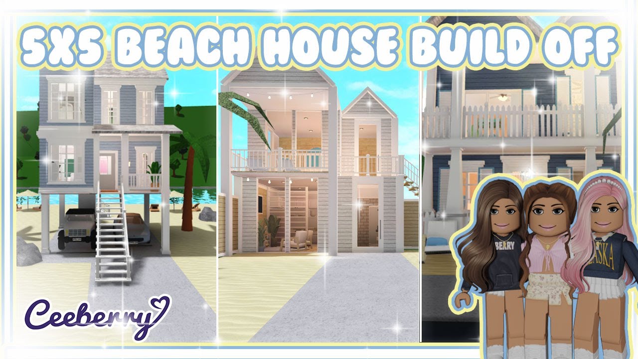 Bloxburg 5x5 Beach House Build Off with Amberry and Phoeberry YouTube
