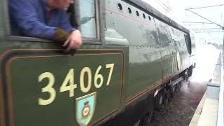 The No.34067 'Tangmere' with WCRC's THE DALESMAN was departs at Carlisle Citadel Station. (V6)