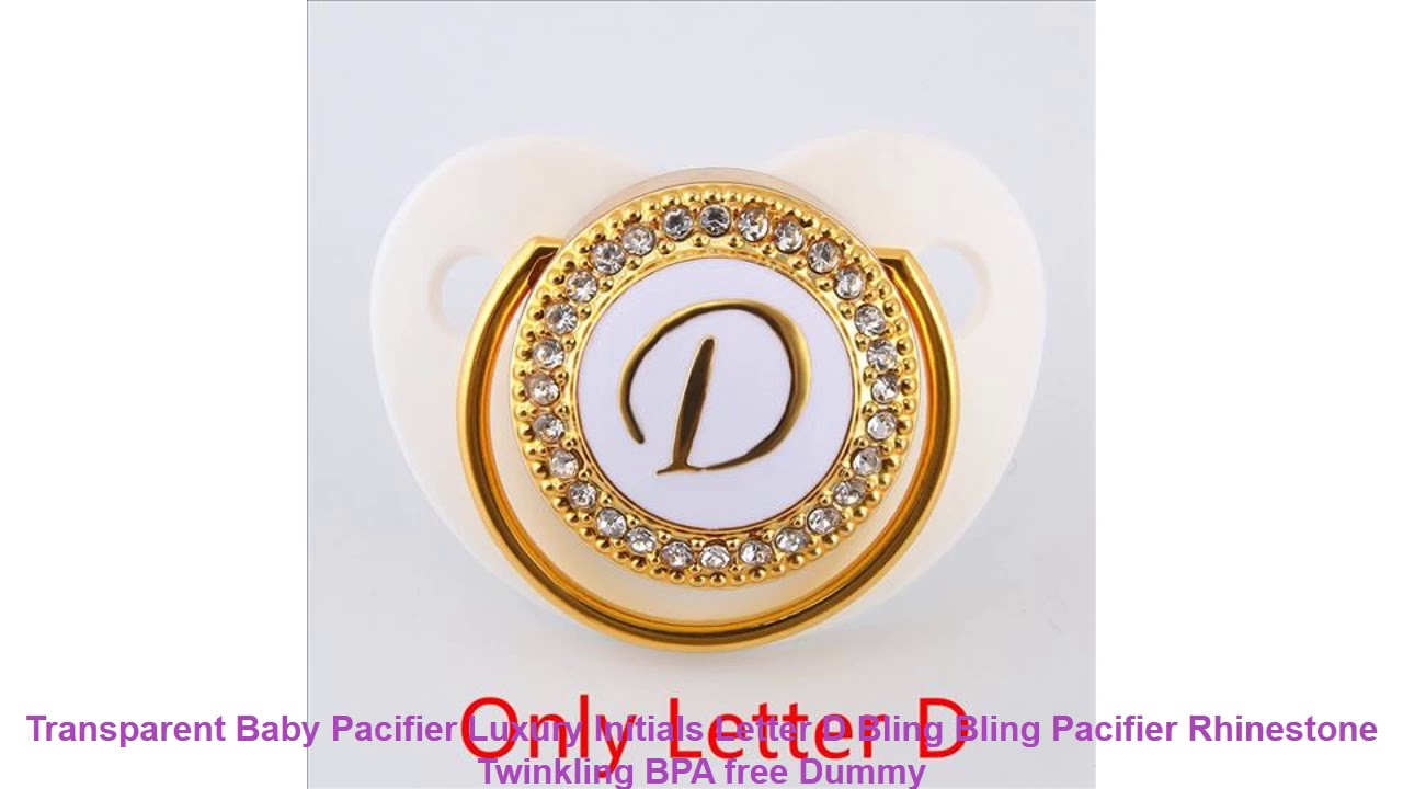 Transparent Baby Pacifier Luxury Initials Letter D Bling Bling Pacifier Rhinestone Twinkling BPA fr