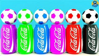 Разноцветные Баночки с Колой и Футбольные мячи. Animation with Colorful Balls and Cola Cans