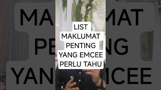 LIST MAKLUMAT PENTING YANG EMCEE PERLU TAHU  #EmceePelbagaiMajlis #EmceeShauqiHadi #EmceeWedding