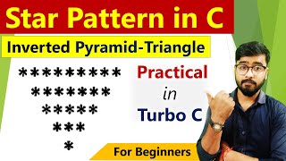 Inverted Pyramid Triangle Star Pattern in C Language || By Rahul Chaudhary