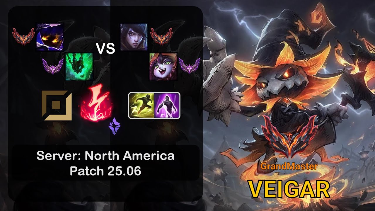 Veigar APC + Thresh vs Aphelios + Lulu - NA GrandMaster - Patch 25.06