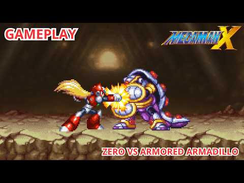 ZERO VS ARMORED ARMADILLO | MEGA MAN X PS1 STYLE GAMEPLAY | KENSU WILLIAM