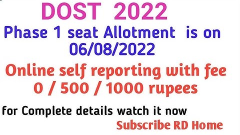 TS DOST 2022 Phase 1 seat Allotment II  how to Seat confirmation & Phase 2 weboptions