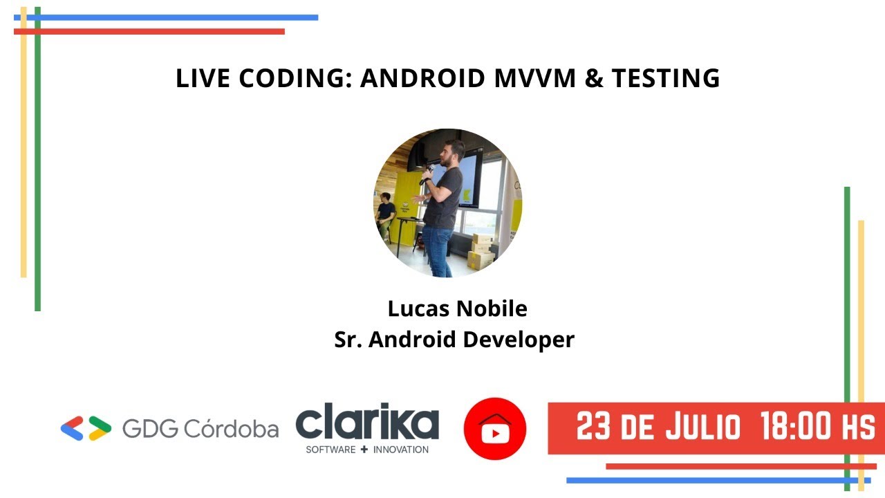 Live Coding: Android MVVM & Testing @GDGCordobaArgentina - YouTube
