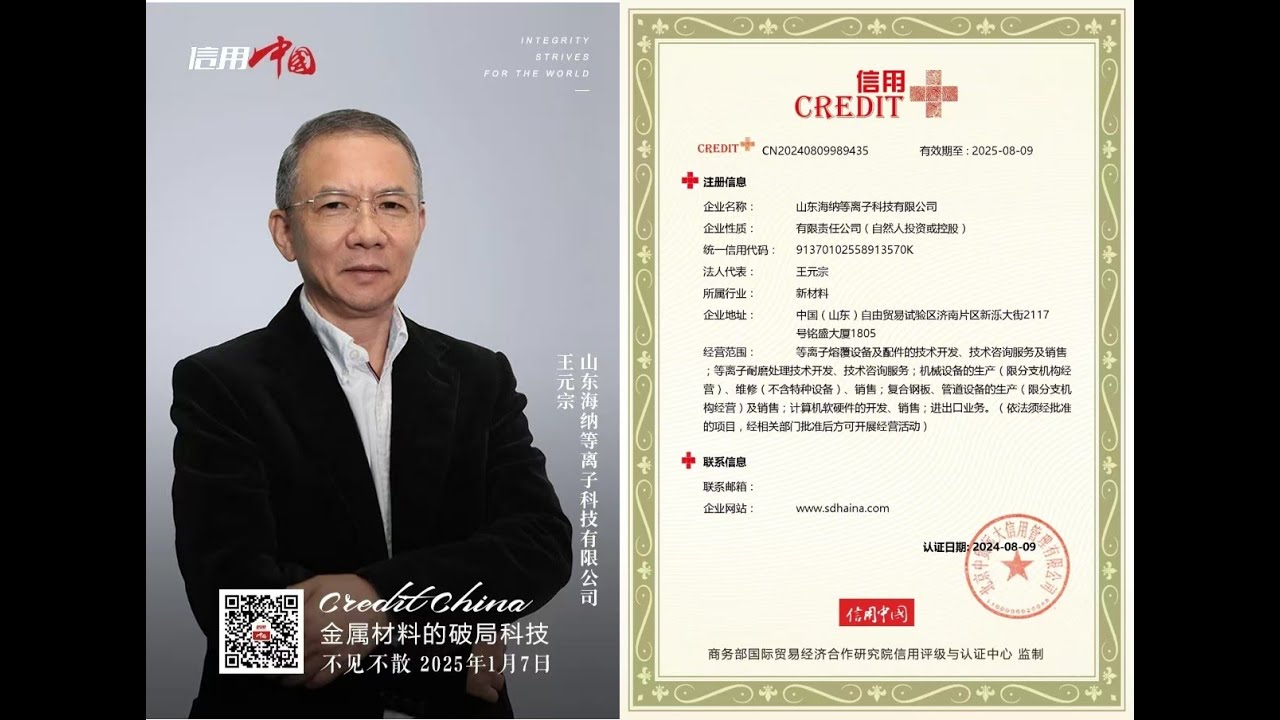 Mr Wang Yuanzong was interviewed by Credit China, Haina Science, Shandong Haina Plasma Technology,
