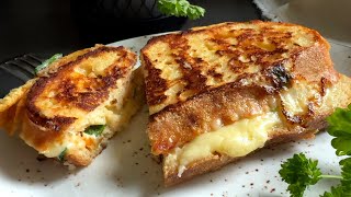 Delicious breakfast with only 3 ingredients & Cheese sandwich in egg with greens