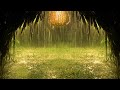 Deep Sleep on Rainy Night | Relaxing Heavy Rain &amp; Strong Thunder Sounds on Palm Tent in Rainforest