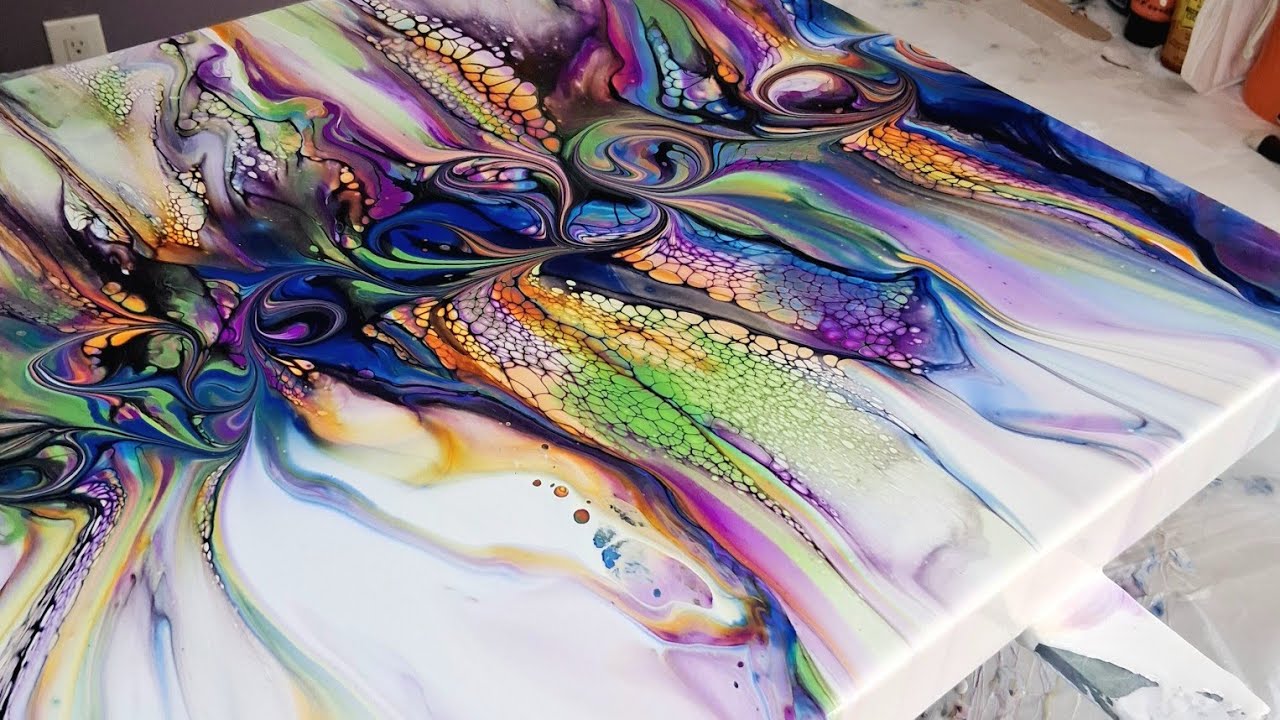 397 Великолепные клетки и кружева в цветущей лозе ~ обязательно к просмотру. Акриловая заливка, ж...