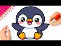 HOW TO DRAW A CUTE PENGUIN EASY ????❤️