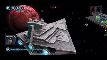 SWGOH Fleet - Thrawn Chimaera vs Executor triple attacker lineups (easy win thanks to Tie Defender)