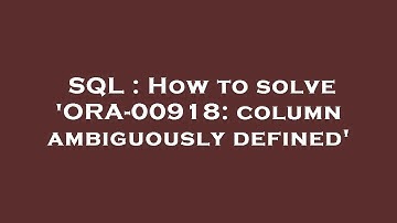 SQL : How to solve 