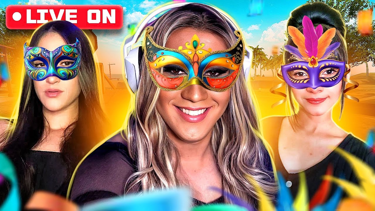 🧡 Free Fire Ao Vivo 🧡 CARNAVAL BOM É COM ELAS 💃🏻🎭  FEAT. 